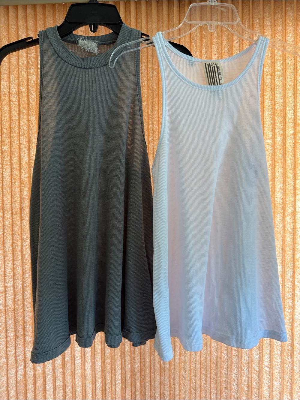 Free People Ribbed Tank Top Lot of 2- Gray and White Size S